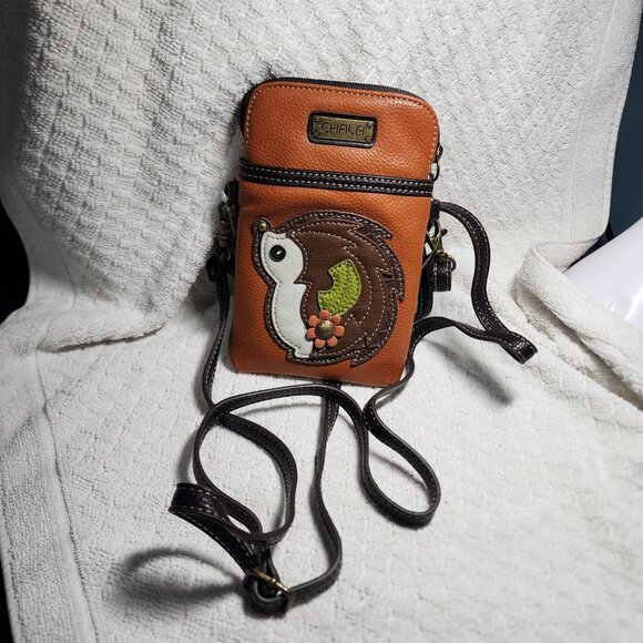 NEW CHALA BROWN PROCUPINE CELL PHONE CROSSBODY PURSE ADJUSTABLE STRAP - Picture 7 of 8